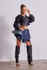 AFTER HOURS MINI SKIRT IN MEDIUM BLUE DENIM