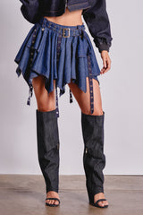 AFTER HOURS MINI SKIRT IN MEDIUM BLUE DENIM