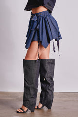 AFTER HOURS MINI SKIRT IN MEDIUM BLUE DENIM