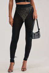 COOLEST GIRL ON THE BLOCK MESH LEGGING WITH STUDS