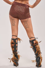 COOLEST GIRL ON THE BLOCK MESH HOT SHORT WITH STUDS