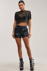 DAY BREAK FAUX LEATHER SHORT