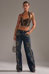 ZIGGY STUDDED WIDE LEG DENIM