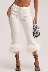 TRIPPY LIKE ME DENIM CAPRI WITH FEATHER
