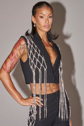 NINA RHINESTONE BLAZER VEST