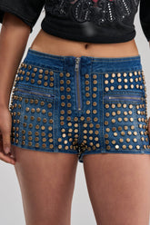 BABY GIRL STUDDED DENIM MICRO SHORT