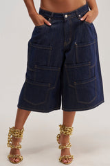 POCKETS ALL OVER DENIM CULOTTE