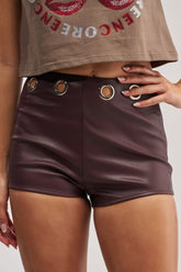 CATCH ME IF YOU CAN FAUX LEATHER SHORT WITH GROMMETS