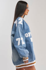 PLAYER FOR YOU DENIM JERSEY MINI DRESS