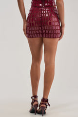 SEE THROUGH ME MINI SKIRT IN BURGUNDY