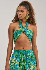 INTO THE GARDEN BRALETTE IN GREEN MULTI