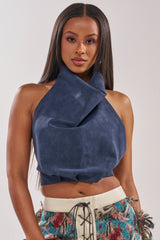 JANE SUEDE HALTER TOP
