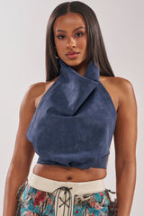JANE SUEDE HALTER TOP