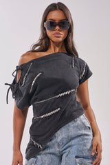 ROGUE ZIPPER ASYMMETRIC TEE