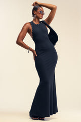 BAD DECISIONS STUDDED MAXI DRESS IN BLACK