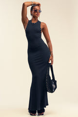 BAD DECISIONS STUDDED MAXI DRESS IN BLACK