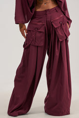 TALK ABOUT ME TROUSER IN DEEP BURGUNDY