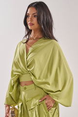 TALK ABOUT ME BLOUSE IN CHARTREUSE