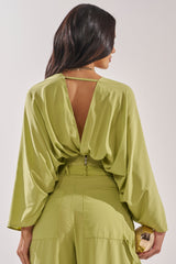 TALK ABOUT ME BLOUSE IN CHARTREUSE