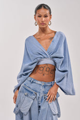 DRIFTING AWAY BLOUSE IN LIGHT BLUE DENIM