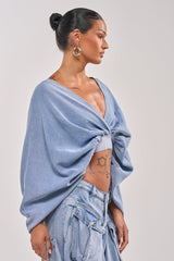 DRIFTING AWAY BLOUSE IN LIGHT BLUE DENIM