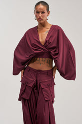 TALK ABOUT ME BLOUSE IN DEEP BURGUNDY