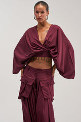 TALK ABOUT ME BLOUSE IN DEEP BURGUNDY