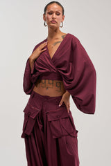TALK ABOUT ME BLOUSE IN DEEP BURGUNDY