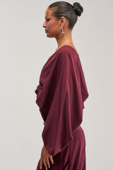 TALK ABOUT ME BLOUSE IN DEEP BURGUNDY