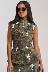 DOWN AND DIRTY CAMO BUTTON DOWN