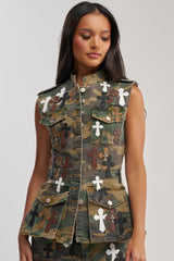 DOWN AND DIRTY CAMO BUTTON DOWN