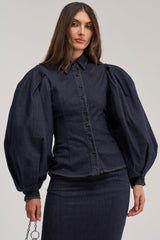 LET'S CHANGE IT UP DENIM BLOUSE