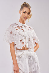 DOLLY FLORAL BUTTON DOWN IN WHITE