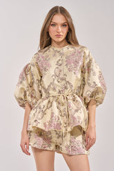 PORCELAIN DOLL BROCADE TOP