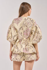 PORCELAIN DOLL BROCADE TOP