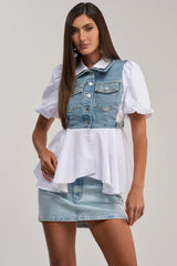 HOPELESS ROMANTIC DENIM BLOUSE