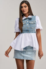 HOPELESS ROMANTIC DENIM BLOUSE