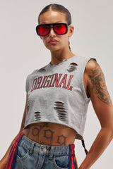 ORIGINAL SEQUIN CROPPED MUSCLE TEE