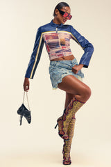 EXTRA EXTRA PRINTED MESH TEE
