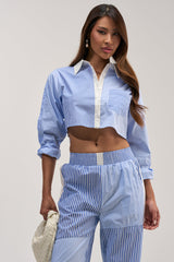 REESE MIXED STRIPE POPLIN BUTTON DOWN BLOUSE