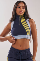 HEADS UP QUARTER ZIP SLEEVELESS TOP IN NAVY