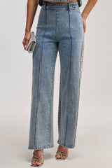 POPPING OUT RHINESTONE DENIM PANT