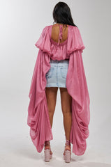 SLOUCHY SQUARE NECK LONG SLEEVE BLOUSE TOP IN MAUVE