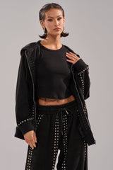 ASHLEY STUDDED ZIP UP SWEATSHIRT