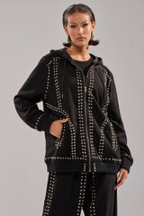 ASHLEY STUDDED ZIP UP SWEATSHIRT