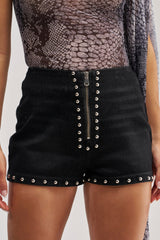 FESTIVAL VIBES VELVET DENIM STUDDED SHORT