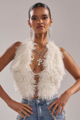 ACT UP FUR BLOUSE IN WHITE