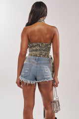 GET WITH IT CAMO BLOUSE