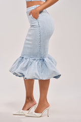 LOVE ME LIKE THAT DENIM MIDI SKIRT