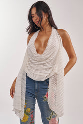 TAKE ME TO THE TROPICS COWL NECK BLOUSE